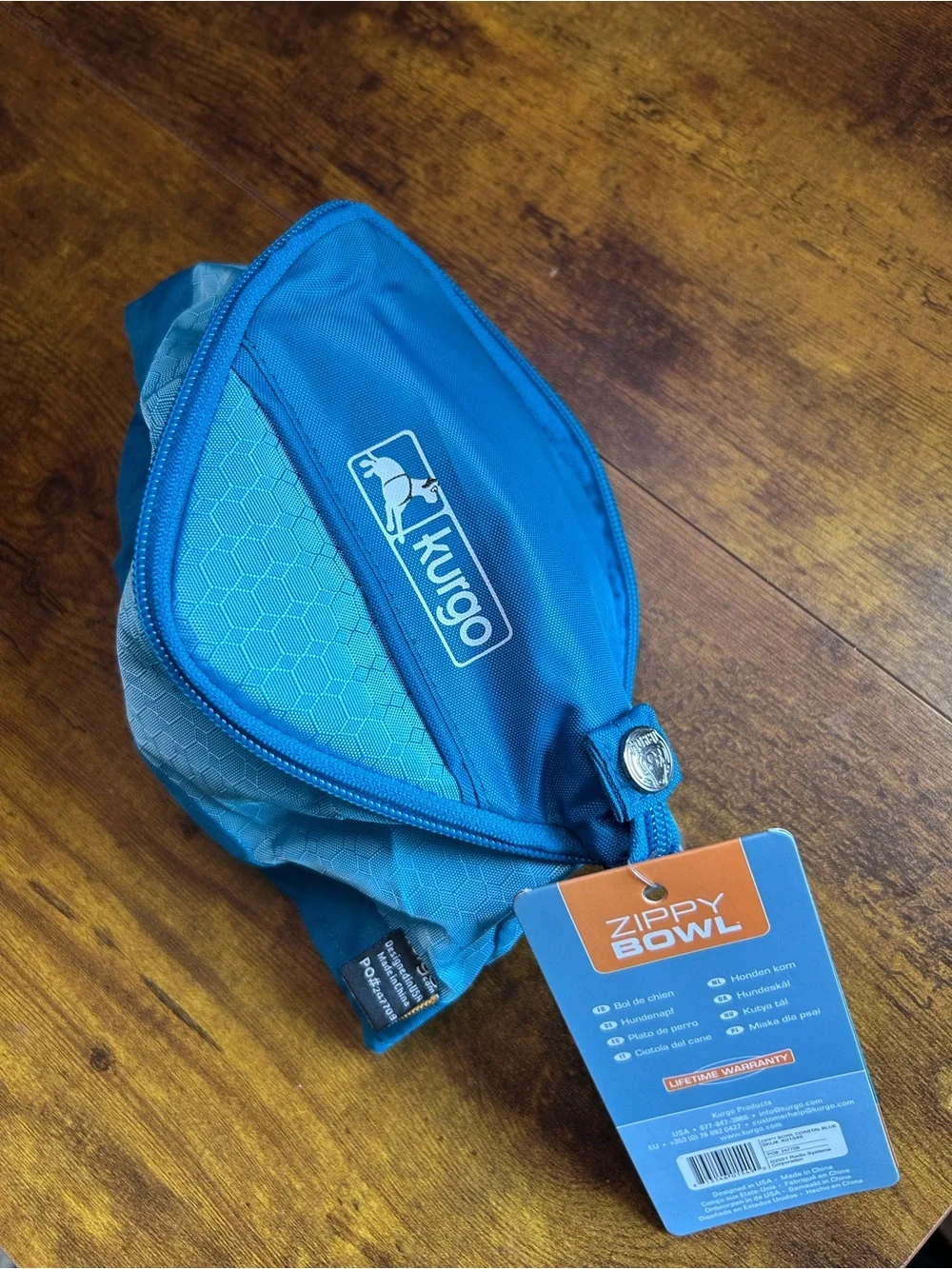 Kurgo Blue Zippy Bowl Travel Pouch with Carabiner
